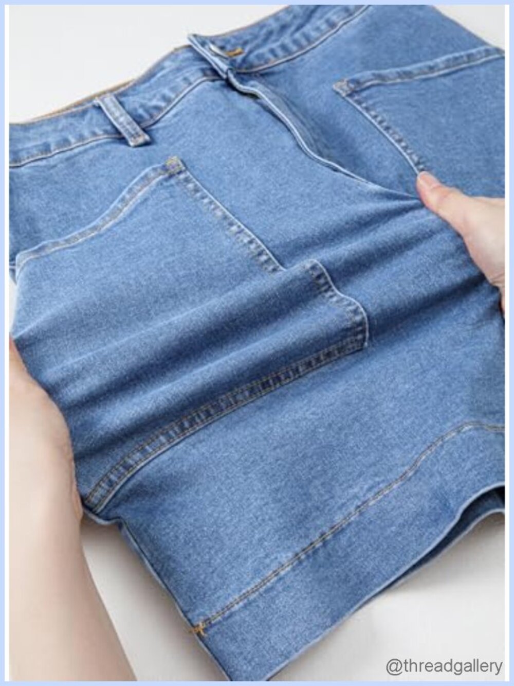 High Waisted Stretch Denim Skirt with Pockets Casual Summer - Picture 5 of 5